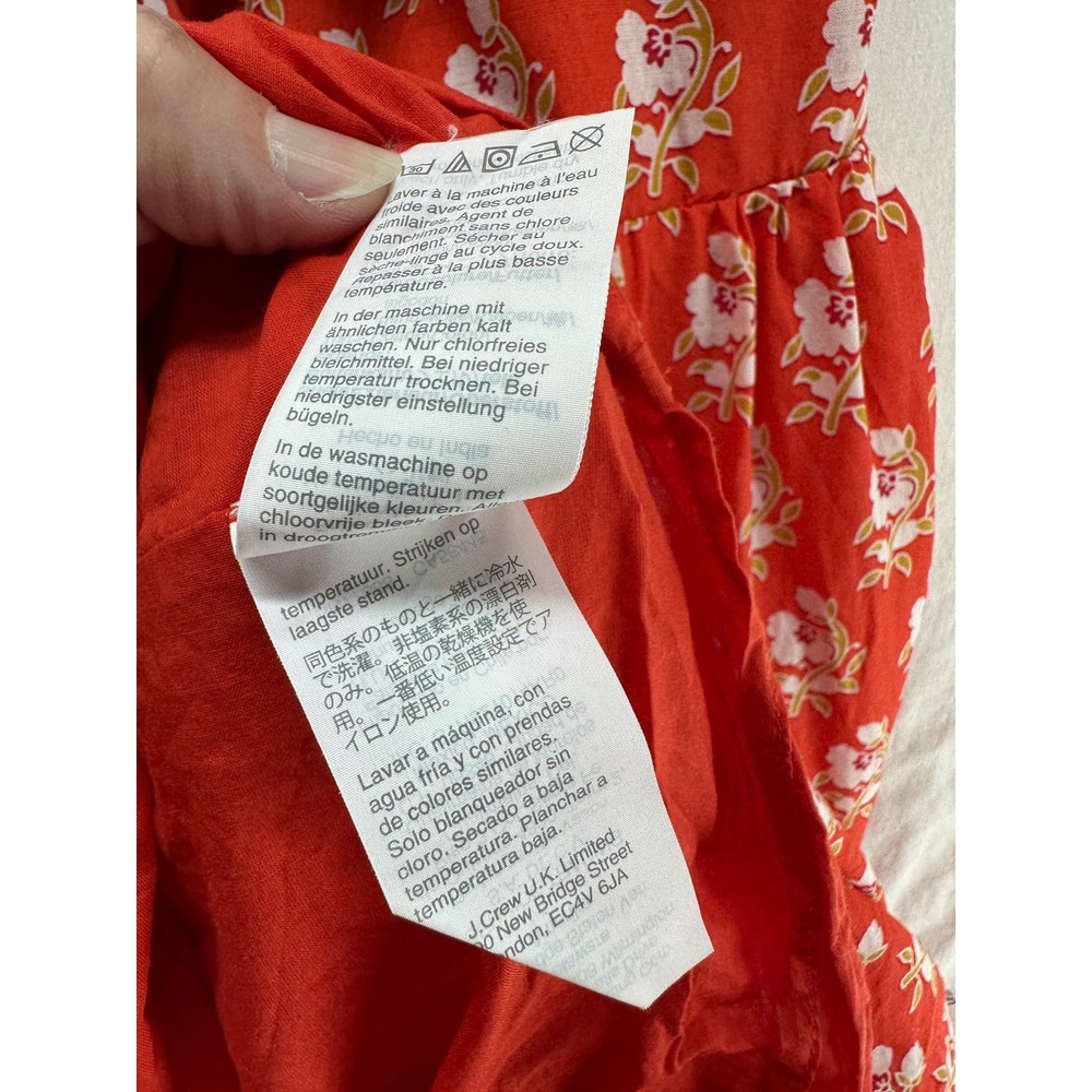 J.Crew Red Floral Tiered Maxi Dress Ruffle V-Neck Boho Cottagecore Womens 8 - Picture 13 of 15